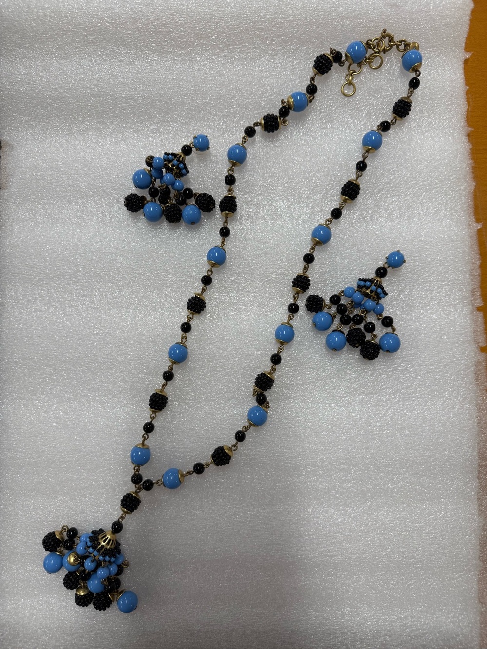 J. Crew Blue and Black Beaded Necklace and Earring Set
